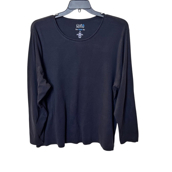 Croft & Barrow The Classic Tee Black Long Sleeve Crew Neck Tee - Picture 6 of 10